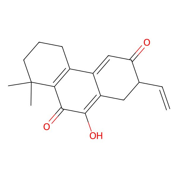 2D Structure of 2-ethenyl-10-hydroxy-8,8-dimethyl-2,5,6,7-tetrahydro-1H-phenanthrene-3,9-dione
