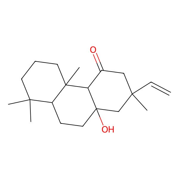 2D Structure of 2-ethenyl-10a-hydroxy-2,4b,8,8-tetramethyl-3,4a,5,6,7,8a,9,10-octahydro-1H-phenanthren-4-one 2D Structure of 2-ethenyl-10a-hydroxy-2,4b,8,8-tetramethyl-3,4a,5,6,7,8a,9,10-octahydro-1H-phenanthren-4-one