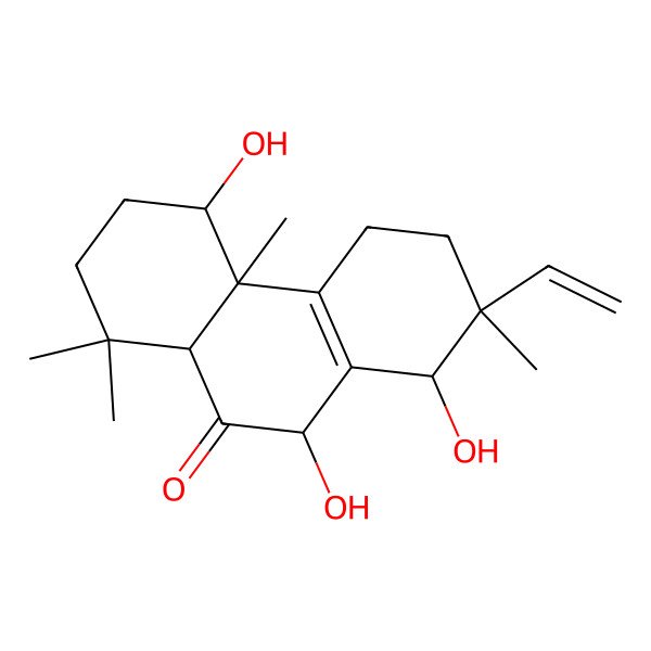 2D Structure of 2-Ethenyl-1,5,10-trihydroxy-2,4b,8,8-tetramethyl-1,3,4,5,6,7,8a,10-octahydrophenanthren-9-one