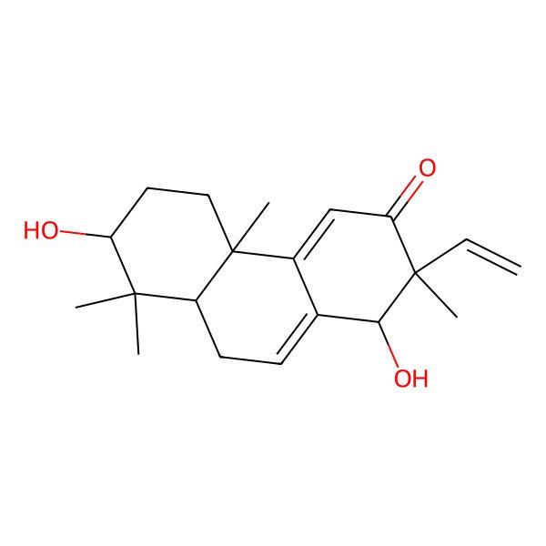 2D Structure of 2-Ethenyl-1,7-dihydroxy-2,4b,8,8-tetramethyl-1,5,6,7,8a,9-hexahydrophenanthren-3-one 2D Structure of 2-Ethenyl-1,7-dihydroxy-2,4b,8,8-tetramethyl-1,5,6,7,8a,9-hexahydrophenanthren-3-one