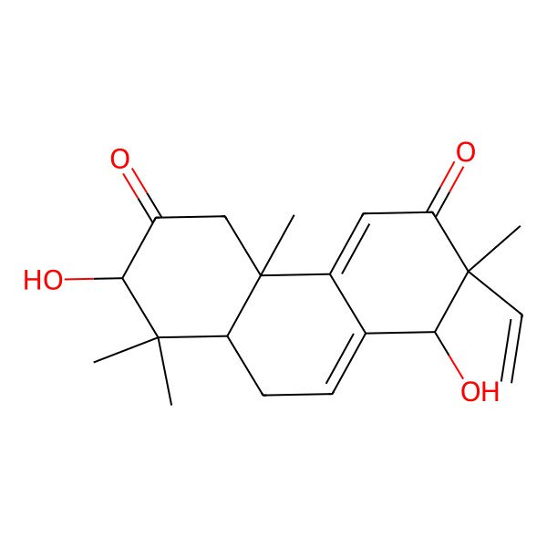 2D Structure of 2-ethenyl-1,7-dihydroxy-2,4b,8,8-tetramethyl-5,7,8a,9-tetrahydro-1H-phenanthrene-3,6-dione