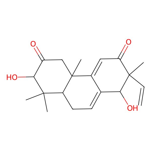 2D Structure of 2-ethenyl-1,7-dihydroxy-2,4b,8,8-tetramethyl-5,7,8a,9-tetrahydro-1H-phenanthrene-3,6-dione 2D Structure of 2-ethenyl-1,7-dihydroxy-2,4b,8,8-tetramethyl-5,7,8a,9-tetrahydro-1H-phenanthrene-3,6-dione
