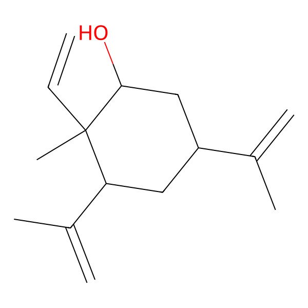 2D Structure of 2-Ethenyl-2-methyl-3,5-bis(prop-1-en-2-yl)cyclohexan-1-ol