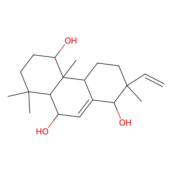 2D Structure of 2-ethenyl-2,4b,8,8-tetramethyl-3,4,4a,5,6,7,8a,9-octahydro-1H-phenanthrene-1,5,9-triol