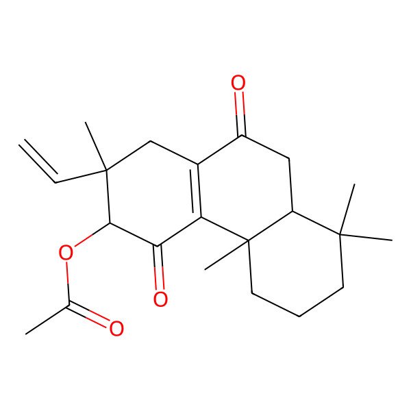 2D Structure of (2-ethenyl-2,4b,8,8-tetramethyl-4,10-dioxo-3,5,6,7,8a,9-hexahydro-1H-phenanthren-3-yl) acetate