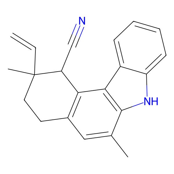 2D Structure of 2-Ethenyl-2,6-dimethyl-1,3,4,7-tetrahydrobenzo[c]carbazole-1-carbonitrile