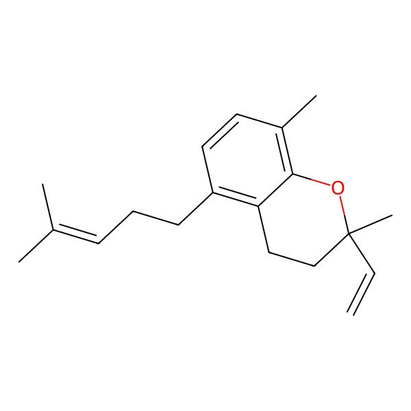 2D Structure of 2-Ethenyl-2,8-dimethyl-5-(4-methylpent-3-enyl)-3,4-dihydrochromene