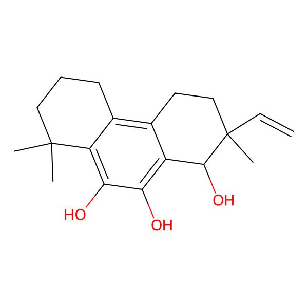 2D Structure of 2-Ethenyl-2,8,8-trimethyl-1,3,4,5,6,7-hexahydrophenanthrene-1,9,10-triol