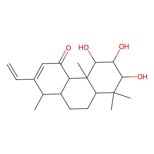 2D Structure of 2-ethenyl-5,6,7-trihydroxy-1,4b,8,8-tetramethyl-4a,5,6,7,8a,9,10,10a-octahydro-1H-phenanthren-4-one