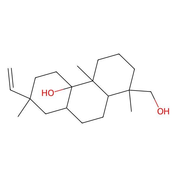 2D Structure of 2-Ethenyl-8-(hydroxymethyl)-2,4b,8-trimethyl-1,3,4,5,6,7,8a,9,10,10a-decahydrophenanthren-4a-ol