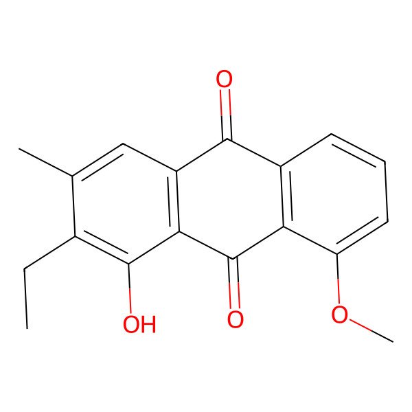 2D Structure of 2-Ethyl-1-hydroxy-8-methoxy-3-methylanthracene-9,10-dione