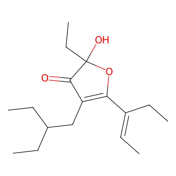 2D Structure of 2-Ethyl-4-(2-ethylbutyl)-2-hydroxy-5-pent-2-en-3-ylfuran-3-one