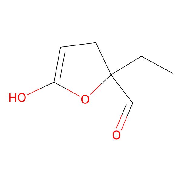 2D Structure of 2-ethyl-5-hydroxy-3H-furan-2-carbaldehyde