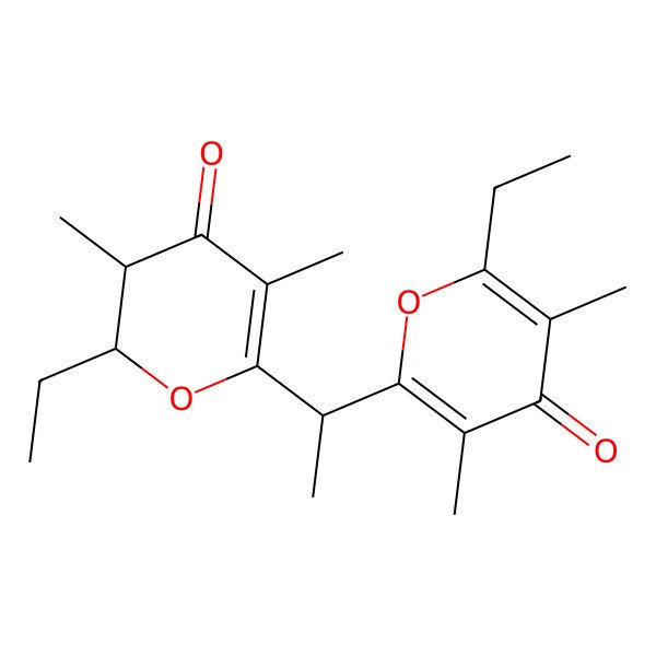2D Structure of 2-Ethyl-6-[1-(2-ethyl-3,5-dimethyl-4-oxo-2,3-dihydropyran-6-yl)ethyl]-3,5-dimethylpyran-4-one