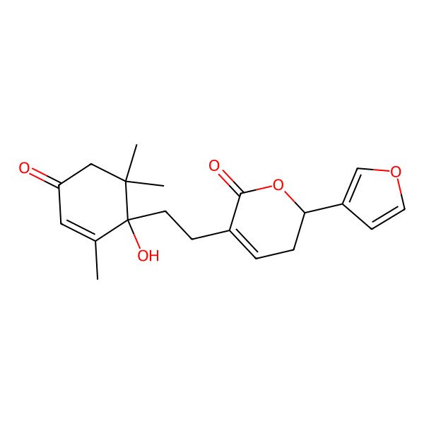 2D Structure of 2-(Furan-3-yl)-5-[2-(1-hydroxy-2,6,6-trimethyl-4-oxocyclohex-2-en-1-yl)ethyl]-2,3-dihydropyran-6-one