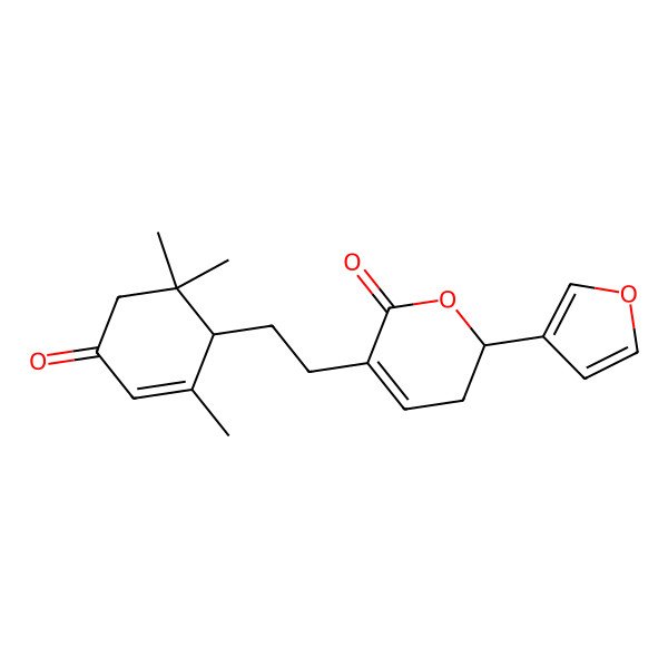2D Structure of 2-(Furan-3-yl)-5-[2-(2,6,6-trimethyl-4-oxocyclohex-2-en-1-yl)ethyl]-2,3-dihydropyran-6-one