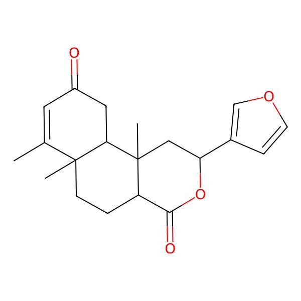 2D Structure of 2-(furan-3-yl)-6a,7,10b-trimethyl-2,4a,5,6,10,10a-hexahydro-1H-benzo[f]isochromene-4,9-dione