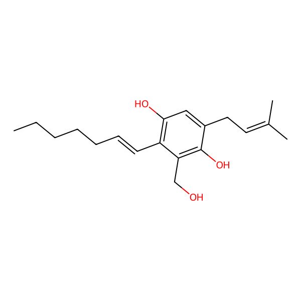 2D Structure of 2-Hept-1-enyl-3-(hydroxymethyl)-5-(3-methylbut-2-enyl)benzene-1,4-diol