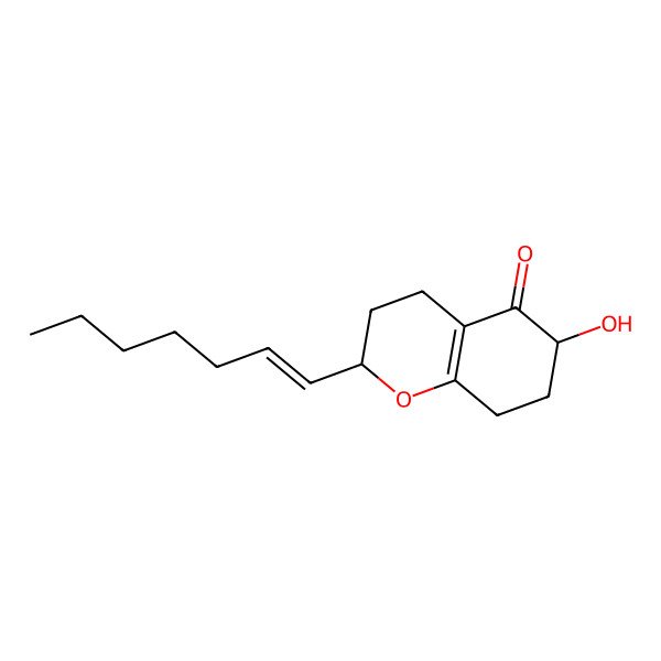 2D Structure of 2-Hept-1-enyl-6-hydroxy-2,3,4,6,7,8-hexahydrochromen-5-one