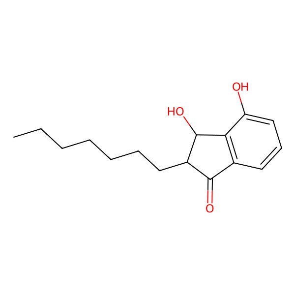 2D Structure of 2-Heptyl-3,4-dihydroxy-2,3-dihydroinden-1-one