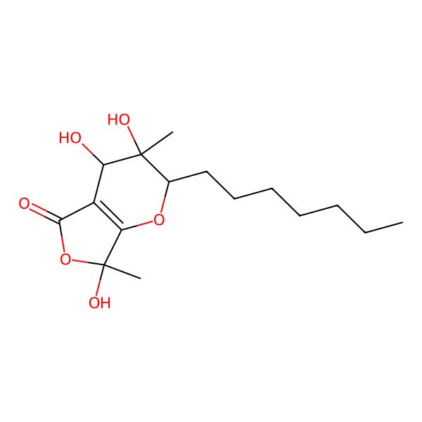 2D Structure of 2-Heptyl-3,4,7-trihydroxy-3,7-dimethyl-2,4-dihydrofuro[3,4-b]pyran-5-one