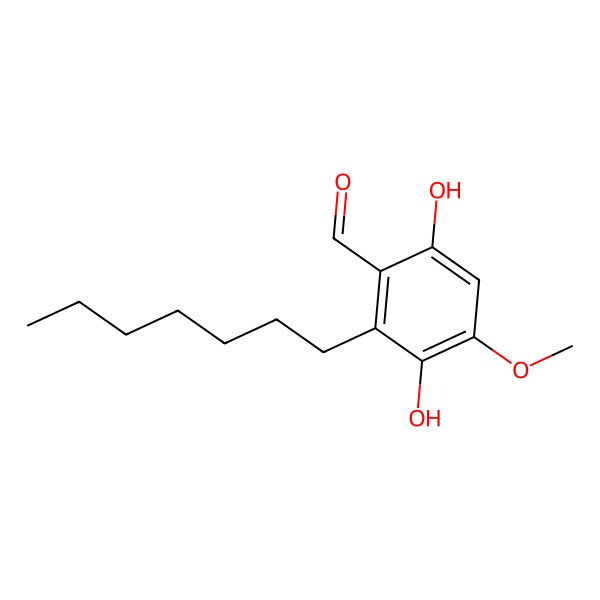 2D Structure of 2-Heptyl-3,6-dihydroxy-4-methoxybenzaldehyde
