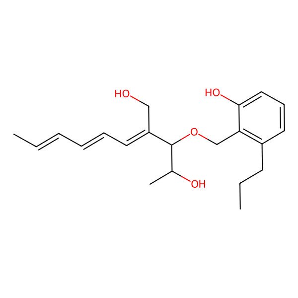 2D Structure of 2-Hexa-2,4-dienylidene-3-[(2-hydroxy-6-propylphenyl)methoxy]pentane-1,4-diol