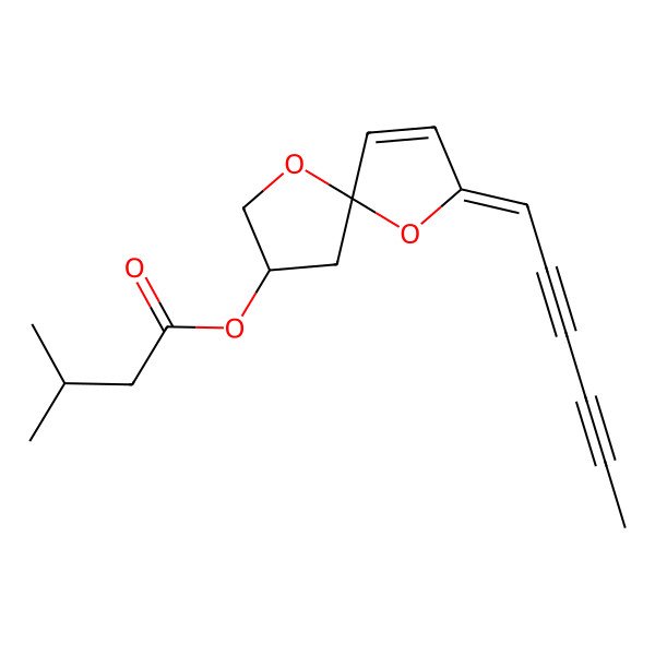 2D Structure of (2-Hexa-2,4-diynylidene-1,6-dioxaspiro[4.4]non-3-en-8-yl) 3-methylbutanoate