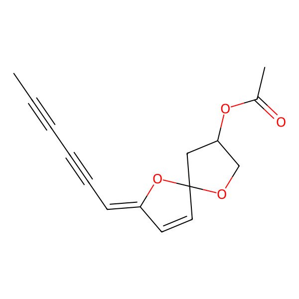 2D Structure of (2-Hexa-2,4-diynylidene-1,6-dioxaspiro[4.4]non-3-en-8-yl) acetate