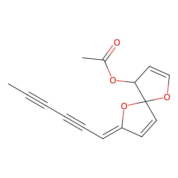 2D Structure of (2-Hexa-2,4-diynylidene-1,6-dioxaspiro[4.4]nona-3,7-dien-9-yl) acetate