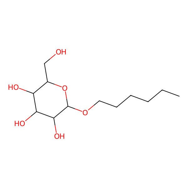 2D Structure of 2-Hexyloxy-6-Hydroxymethyl-Tetrahydro-Pyran-3,4,5-Triol