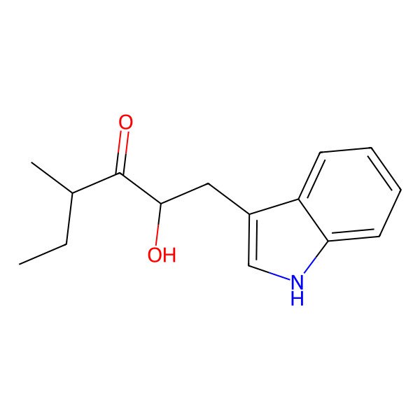 2D Structure of 2-Hydroxy-1-(1H-indol-3-yl)-4-methyl-3-hexanone