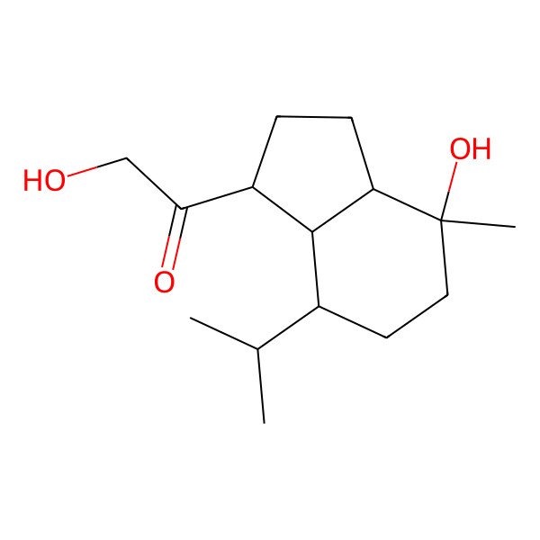 2D Structure of 2-Hydroxy-1-(4-hydroxy-4-methyl-7-propan-2-yl-1,2,3,3a,5,6,7,7a-octahydroinden-1-yl)ethanone