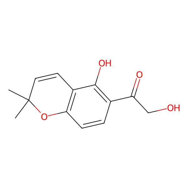 2D Structure of 2-Hydroxy-1-(5-hydroxy-2,2-dimethylchromen-6-yl)ethanone 2D Structure of 2-Hydroxy-1-(5-hydroxy-2,2-dimethylchromen-6-yl)ethanone