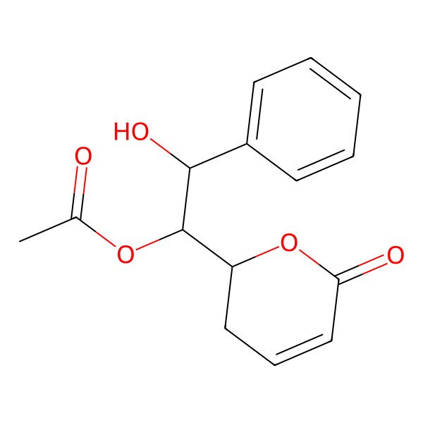 2D Structure of [2-Hydroxy-1-(6-oxo-2,3-dihydropyran-2-yl)-2-phenylethyl] acetate