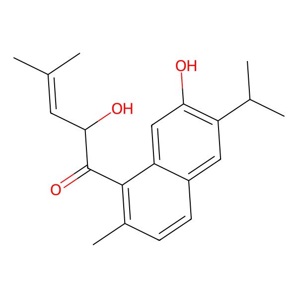 2D Structure of 2-Hydroxy-1-(7-hydroxy-2-methyl-6-propan-2-ylnaphthalen-1-yl)-4-methylpent-3-en-1-one