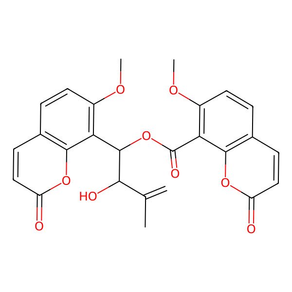 2D Structure of [2-Hydroxy-1-(7-methoxy-2-oxochromen-8-yl)-3-methylbut-3-enyl] 7-methoxy-2-oxochromene-8-carboxylate