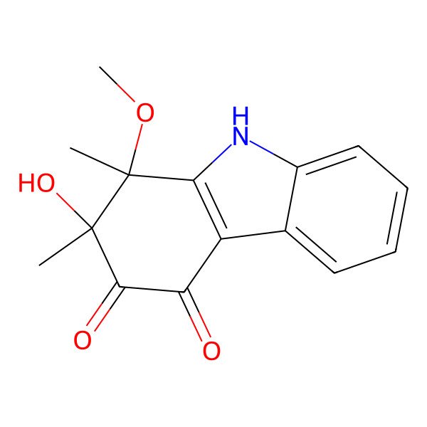 2D Structure of 2-hydroxy-1-methoxy-1,2-dimethyl-9H-carbazole-3,4-dione