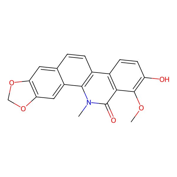 2D Structure of 2-Hydroxy-1-methoxy-12-methyl-[1,3]benzodioxolo[5,6-c]phenanthridin-13-one