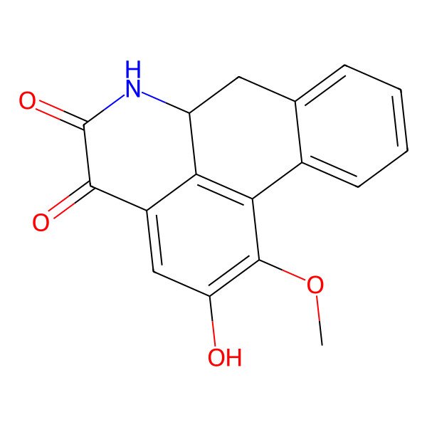 2D Structure of 2-hydroxy-1-methoxy-5,6,6a,7-tetrahydro-4H-dibenzo[de,g]quinoline-4,5-dione