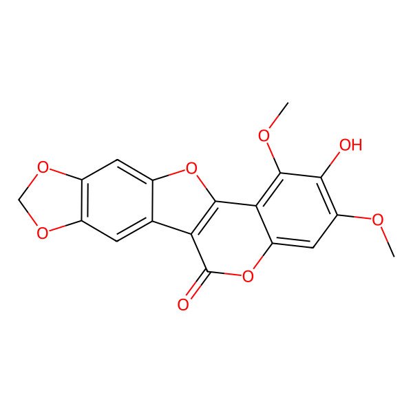 2D Structure of 2-Hydroxy-1,3-dimethoxy-8,9-methylenedioxycoumestan