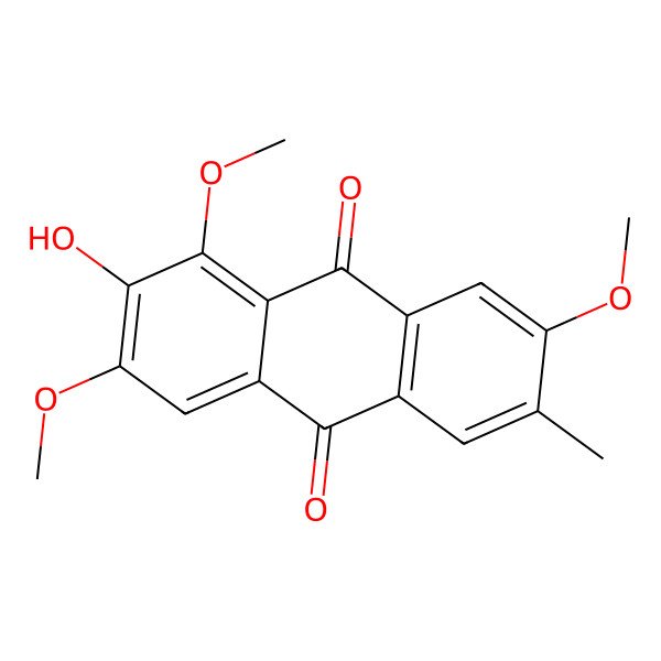 2D Structure of 2-Hydroxy-1,3,7-trimethoxy-6-methylanthracene-9,10-dione