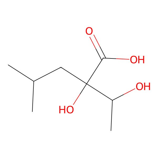 2D Structure of 2-Hydroxy-2-(1-hydroxyethyl)-4-methylpentanoic acid