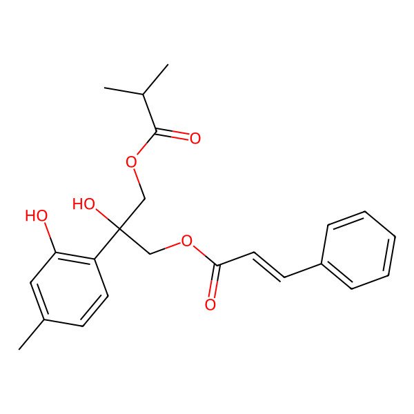 2D Structure of [2-Hydroxy-2-(2-hydroxy-4-methylphenyl)-3-(3-phenylprop-2-enoyloxy)propyl] 2-methylpropanoate