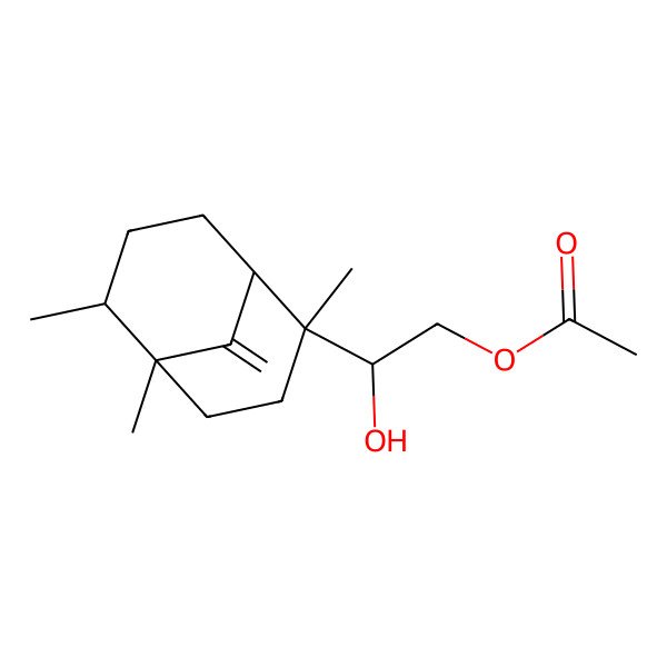 2D Structure of [2-Hydroxy-2-(2,5,6-trimethyl-9-methylidene-2-bicyclo[3.3.1]nonanyl)ethyl] acetate