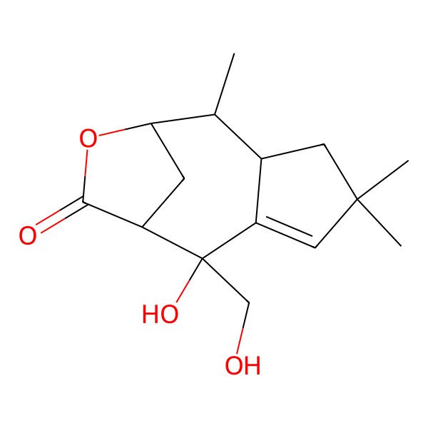 2D Structure of 2-Hydroxy-2-(hydroxymethyl)-5,5,8-trimethyl-10-oxatricyclo[7.2.1.03,7]dodec-3-en-11-one