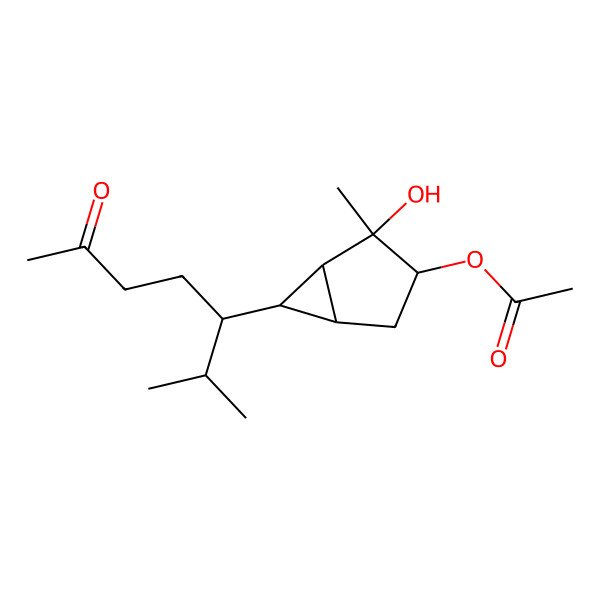 2D Structure of [2-Hydroxy-2-methyl-6-(2-methyl-6-oxoheptan-3-yl)-3-bicyclo[3.1.0]hexanyl] acetate