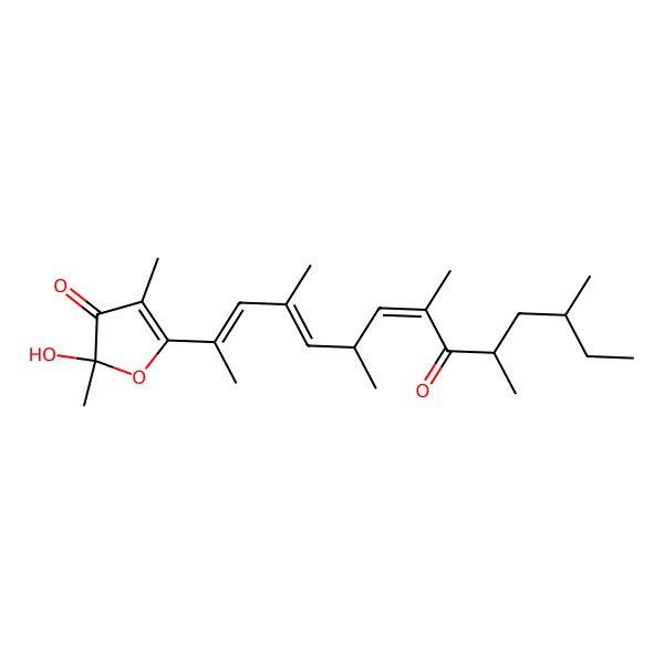 2D Structure of 2-Hydroxy-2,4-dimethyl-5-(4,6,8,10,12-pentamethyl-9-oxotetradeca-2,4,7-trien-2-yl)furan-3-one