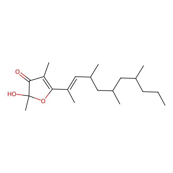 2D Structure of 2-hydroxy-2,4-dimethyl-5-[(Z,4S,6S,8S)-4,6,8-trimethylundec-2-en-2-yl]furan-3-one