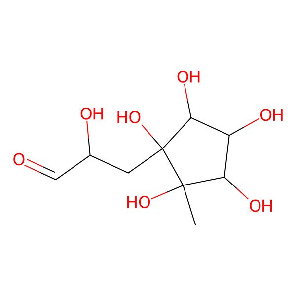 2D Structure of 2-Hydroxy-3-(1,2,3,4,5-pentahydroxy-2-methylcyclopentyl)propanal